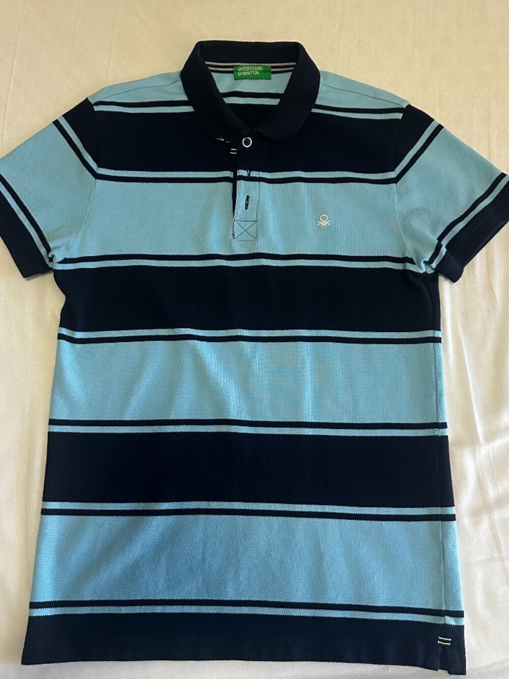 United Colors of Benetton Men's Blue Navy Striped Polo Shirt